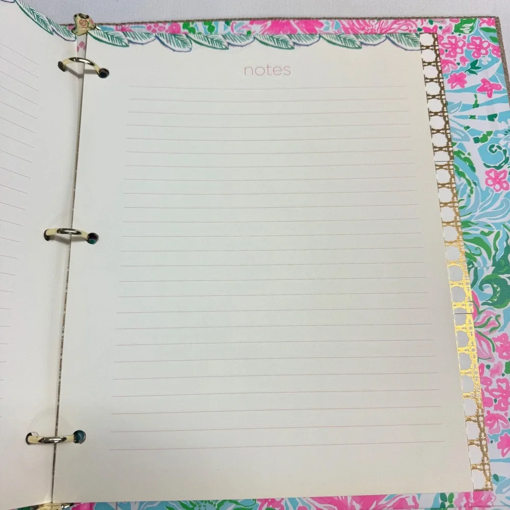 Lilly Pulitzer Large Agenda Planner‎ Binder Floral Gold Ring 12x10 Refillable